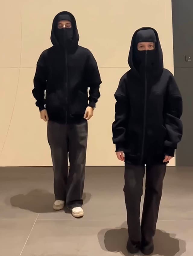 New Korean Balaclava Hoodes Plain Full Zipper Double Hat Unique Desing Inside Fur Hoodes For Men