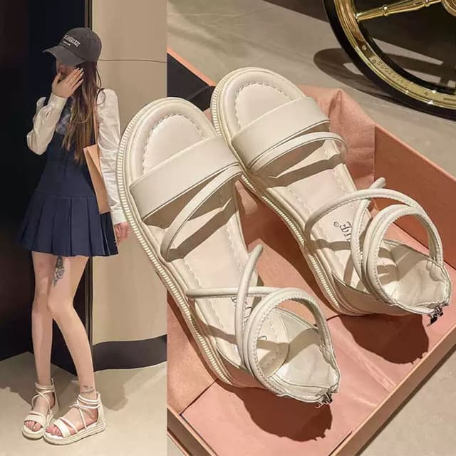 Strappy Comfort Women's Ankle-Wrap Platform Sandals – Off White