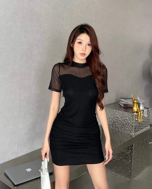 Half Sleeve Party Dress For Women