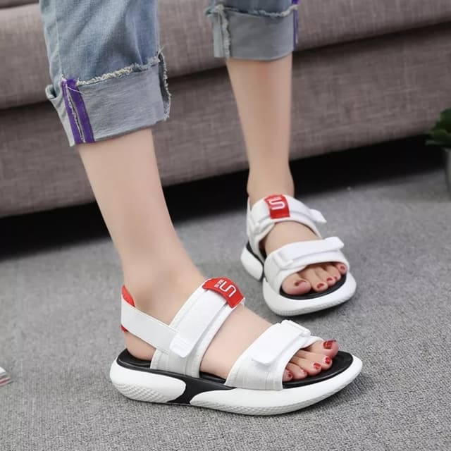 New Summer Heel Platform Women Sandals Fashion Letters Hook & Loop Mesh - Fashion