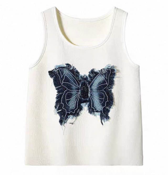 New Summer Special Free Size Butterfly 🦋 Printed Sleeveless Free Size Cami Top T-shirts For women Girls