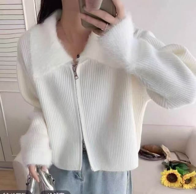 New Winter Special Free Size Zip Up 2Way Zipper Woolen Full Sleeve Sweater For Women