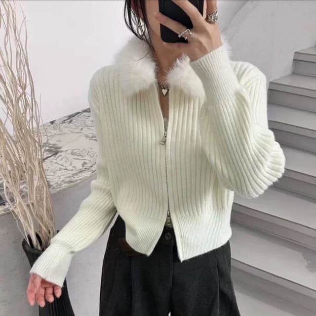 New Winter Special Free Size Zip Up 2Way Zipper Woolen Full Sleeve Sweater For Women