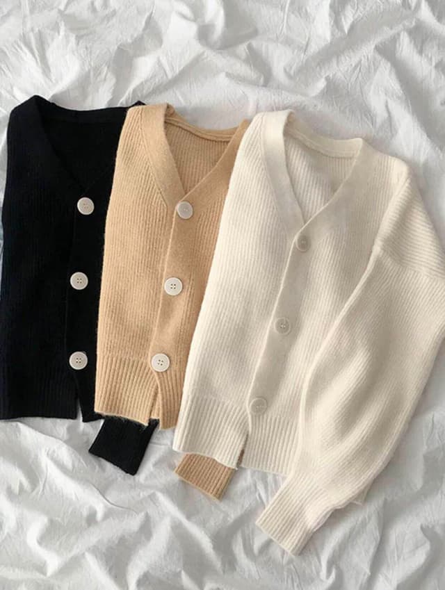 New Woolen Plain Three Bottom Cardigon Sweater For Women