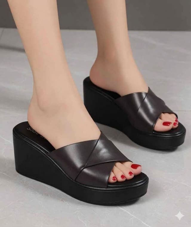 Élégant Genuine Leather Platform Wedge Sandals for Women – Premium Summer Collection 2026