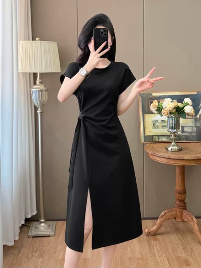 New Summer Special Free Size Long T shirt Dress Half Sleeve Round Neck For Women