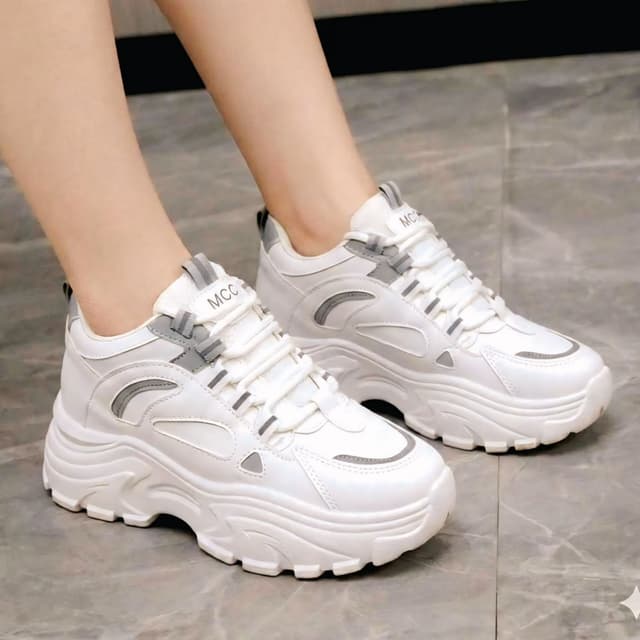 Luxury Korean Wedge-Heeled Sneakers for Ladies