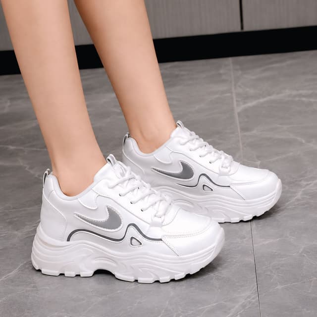 Luxury Korean Wedge-Heeled Sneakers for Ladies