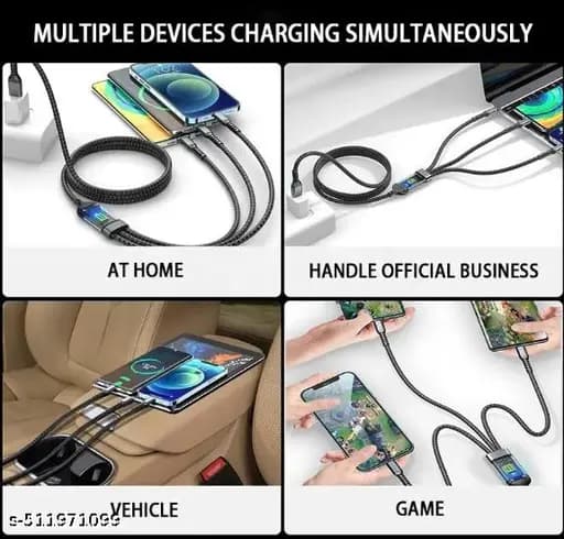 ransparent Luminous Super Fast Charging 3-in-1 Data Cable, 3-in-1 Super Fast Charging Cable, for lighting cable, Android, Type-C Devices (1pcs) 4