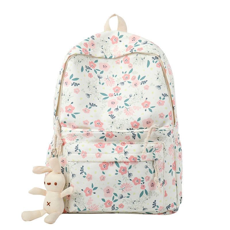 Embroidery Floral Backpack Kawaii Handbag Large Capacity Students School Bag Travel Bag Storage Bag Floral College Bag School