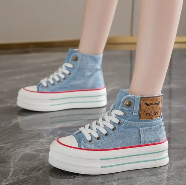 Luxurious Korean 2024 New Winter Genuine Mesh Fashion Thick Heel Casual Elegant Ladies Sneakers