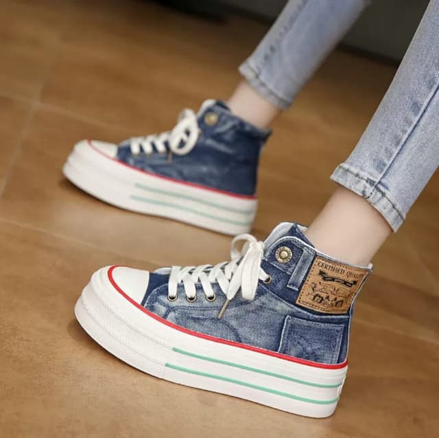 Luxurious Korean 2024 New Winter Genuine Mesh Fashion Thick Heel Casual Elegant Ladies Sneakers