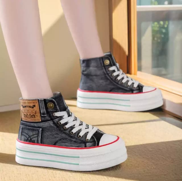 Luxurious Korean 2024 New Winter Genuine Mesh Fashion Thick Heel Casual Elegant Ladies Sneakers