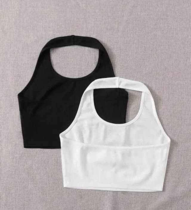 New Summer Special Halter Neck Ribbed Meteriyal Cami Croup  T shirt For Women