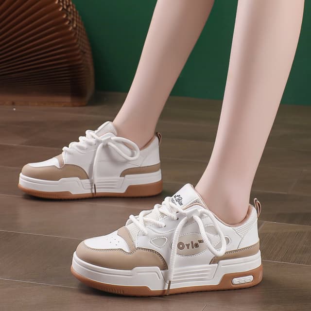 Stunning Women’s Chunky Leather Sneakers - Fashionable Spring & Autumn Casual Luxury Outdoor Running Shoes
