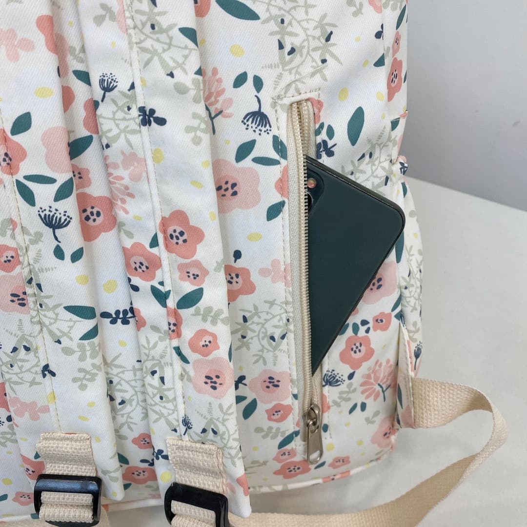 Embroidery Floral Backpack Kawaii Handbag Large Capacity Students School Bag Travel Bag Storage Bag Floral College Bag School 2