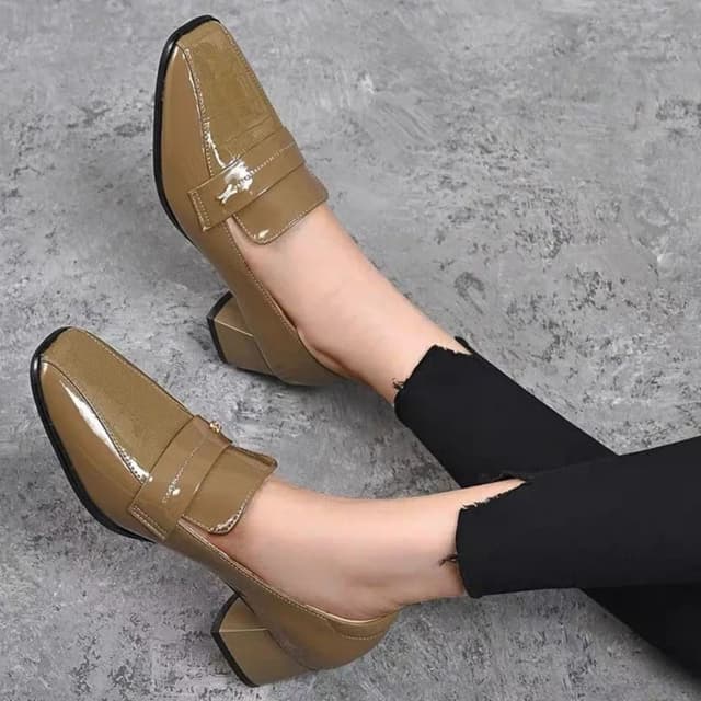 Autumn Luxury Mary Jane Chunky Pumps Women Shoes New Flats Office Work High Heels Patent Leather 2023 Sandals Mujer Zapatos
