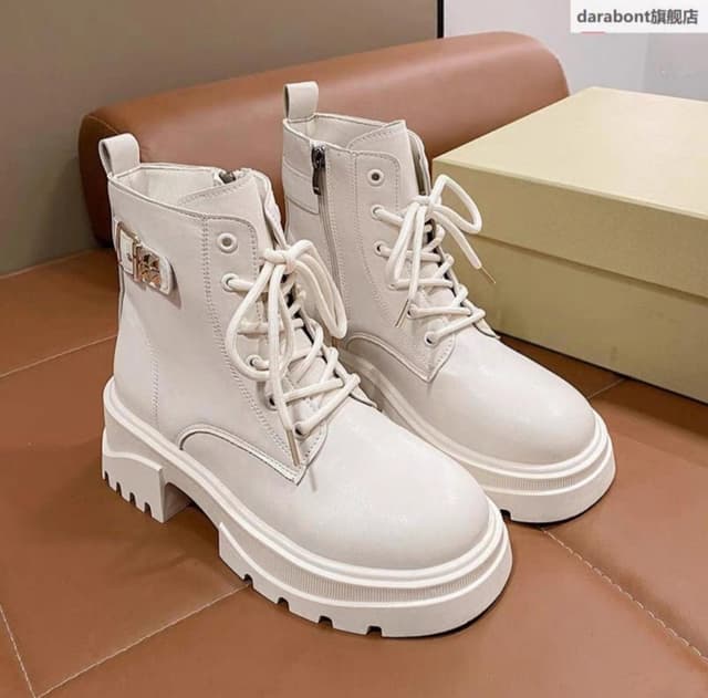 Sweet Ankle Women Boots Winter Lace Up ZIP Shoes For Women Hoof High Heels Warm Plush Metal Buckle Leather Modern Boots Zapatos