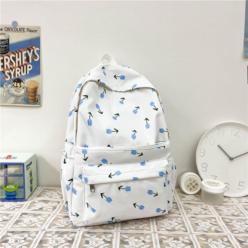 Embroidery Floral Backpack Kawaii Handbag Large Capacity Students School Bag Travel Bag Storage Bag Floral College Bag School 1