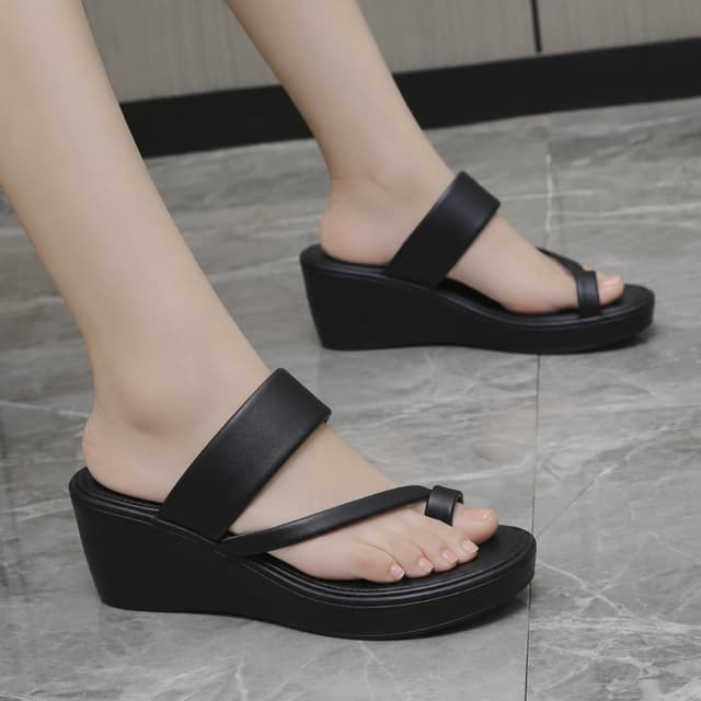 Élégant Genuine Leather Platform Wedge Sandals for Women – Premium Summer Collection 2026
