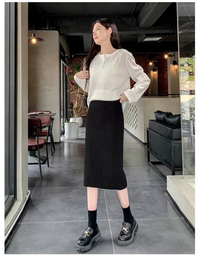 New Woolen Long Plain Skirt Free size Estechebal west For Women