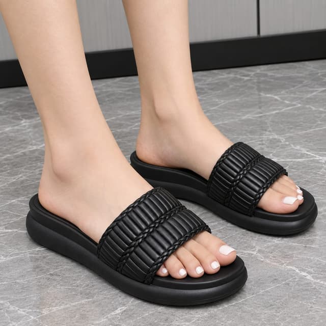 Maxima Luxe Quilted Platform Slides for Women – Soft Cushioned Sole, Bold Everyday Street Style
