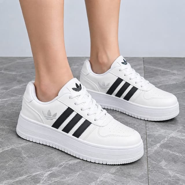 LuxeStride Retro Luxe Platform Sneakers for Women – Premium White & Burgundy Casual Shoes