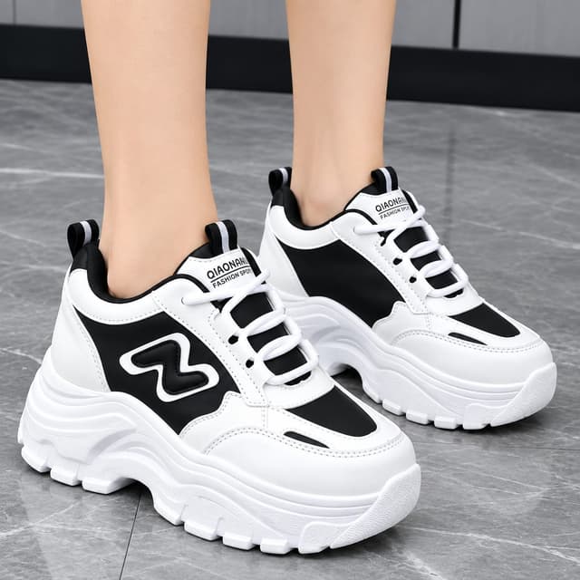Ladies Korean Style Luxury Heel Sneakers