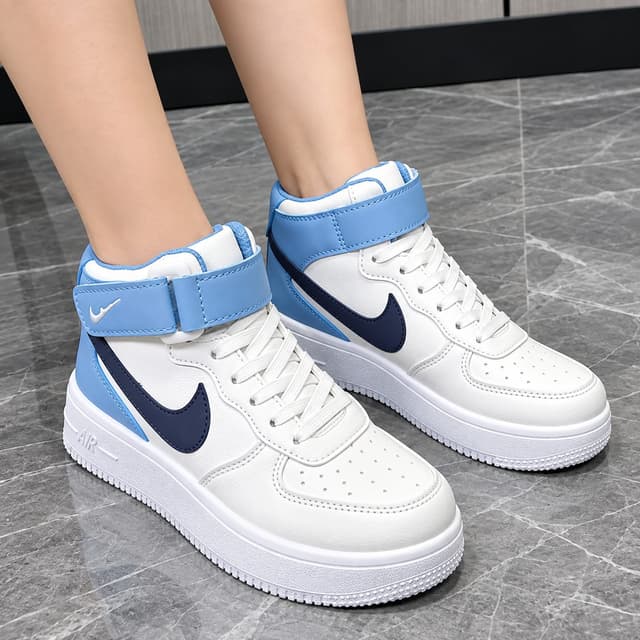 Premium Women’s High-Top Leather Sneakers – Elegant Classic Platform Style