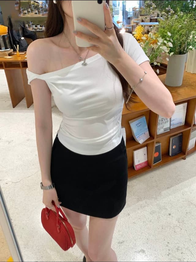 New Summer Special Free Size Half Sleeve Oneside Off Shoulder Plain Crop T shirt For Women