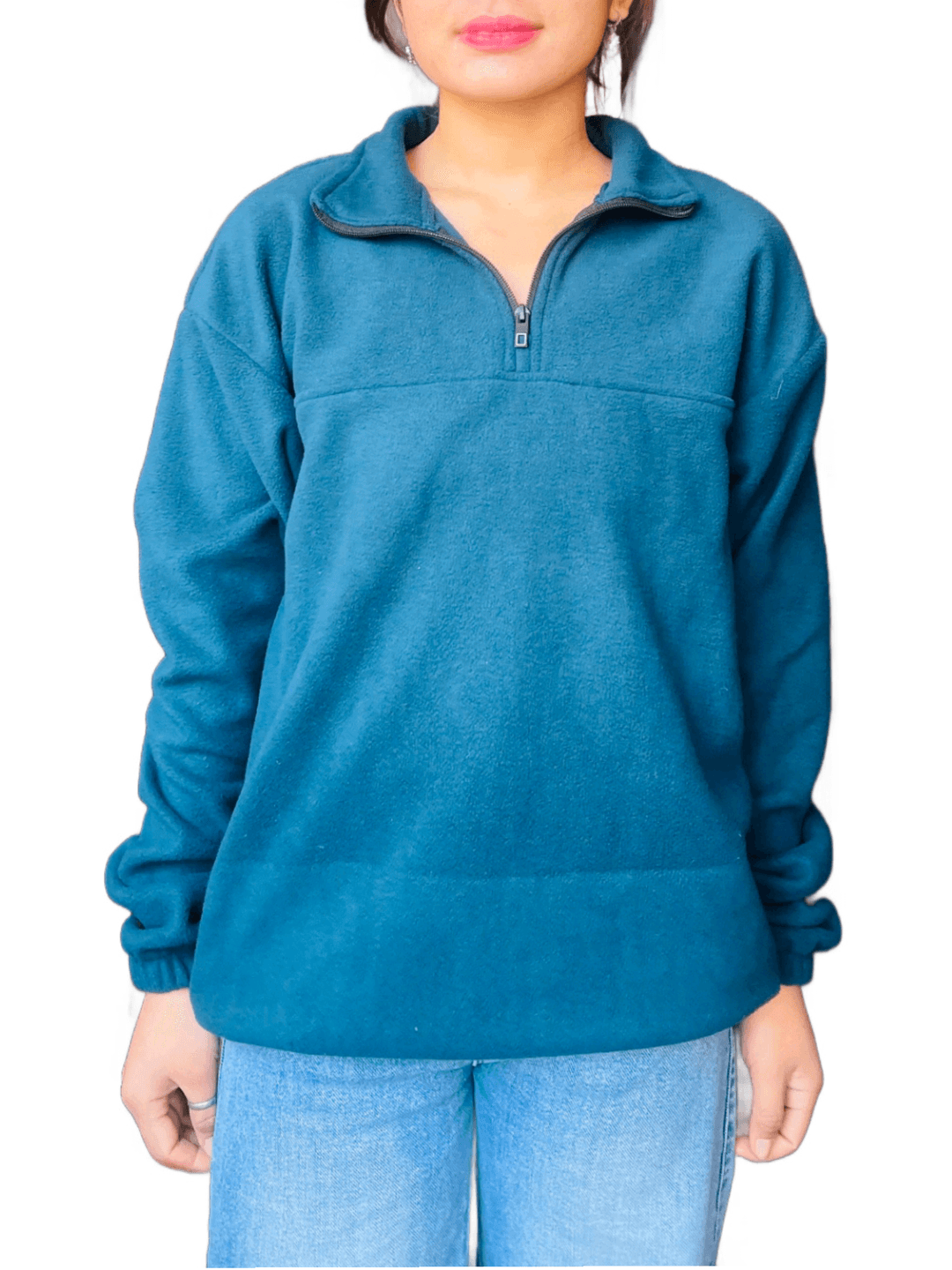 Winter Warm Lightweight Polar Fleece Half Zipped Sweatshirt For Ladies.