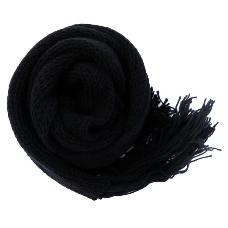 Black Plain Woolen Scarves For Men 1