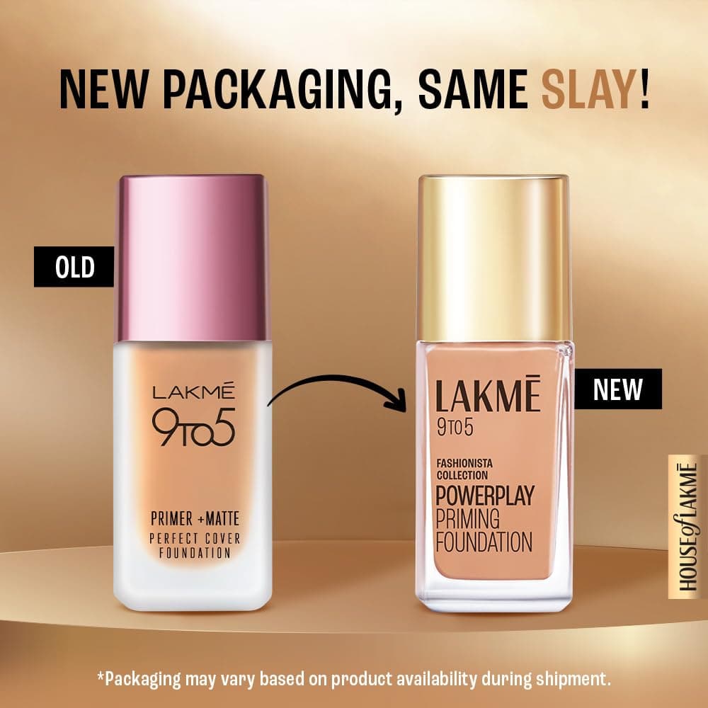 Lakme 9 to 5 Powerplay Priming Foundation, Built In Primer, SPF 25, Warm Sand (25ml) 4