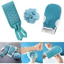 3-in-1 Exfoliating Bath Set – Back Scrubber, Bath Glove Mitt, and Shower Loofah Ball" 7