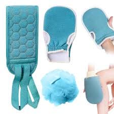 3-in-1 Exfoliating Bath Set – Back Scrubber, Bath Glove Mitt, and Shower Loofah Ball" 8