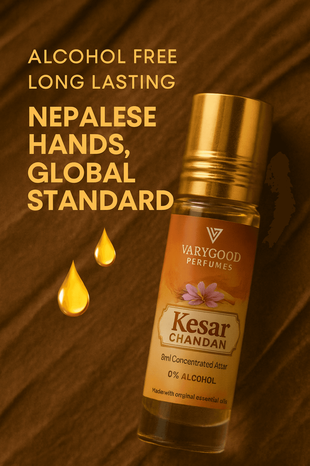 VaryGood Perfumes Kesar Chandan Attar Roll-On 8ml – Premium Saffron & Sаndalwood Blend for Men & Women 4