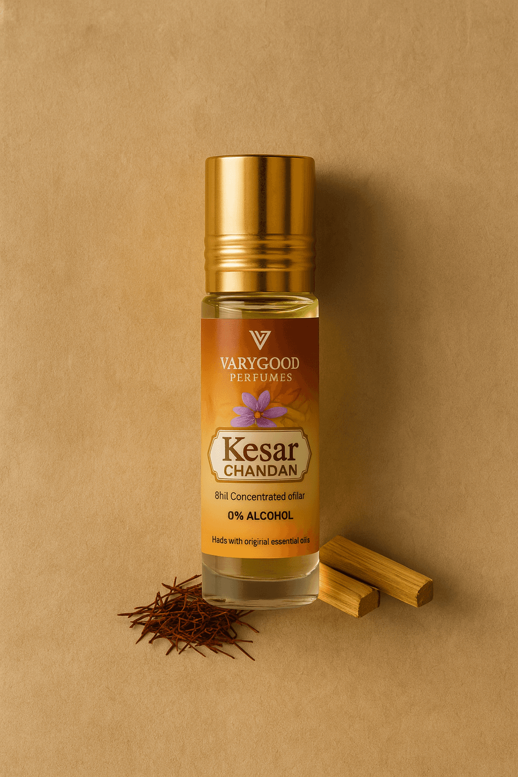 VaryGood Perfumes Kesar Chandan Attar Roll-On 8ml – Premium Saffron & Sаndalwood Blend for Men & Women 1