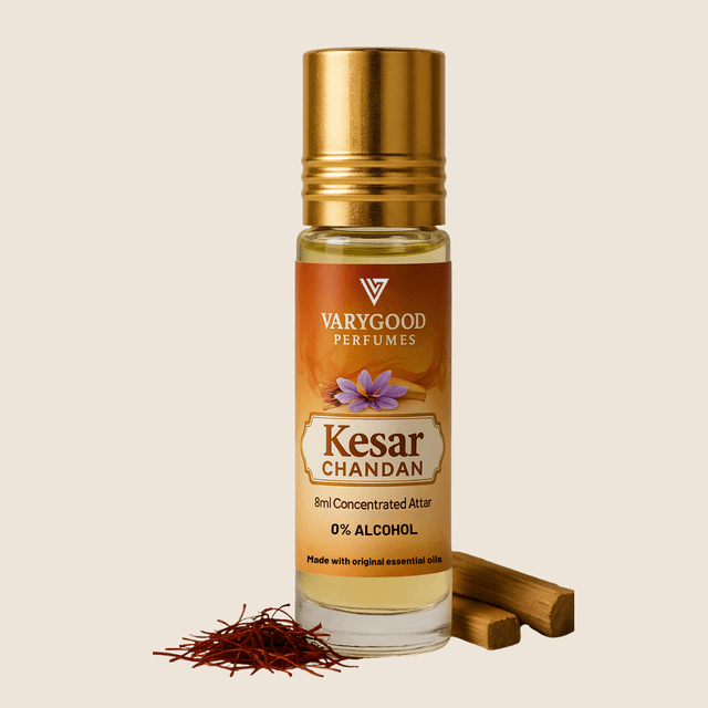 VaryGood Perfumes Kesar Chandan Attar Roll-On 8ml – Premium Saffron & Sаndalwood Blend for Men & Women