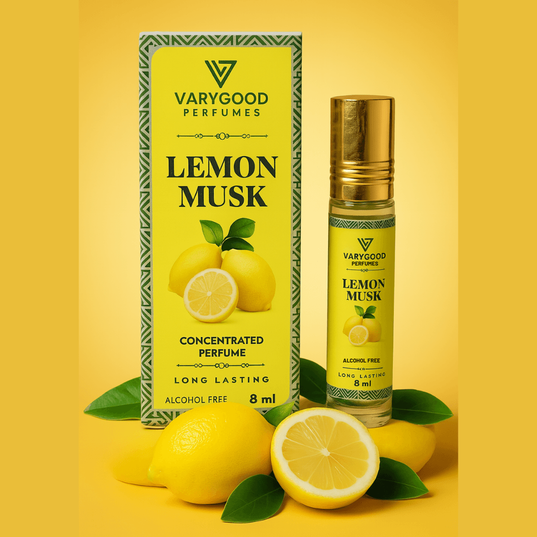 VaryGood Perfumes Lemon Musk Attar Roll On 8ml | Fresh & Clean Long Lasting Concentrated Perfume for Men & Women