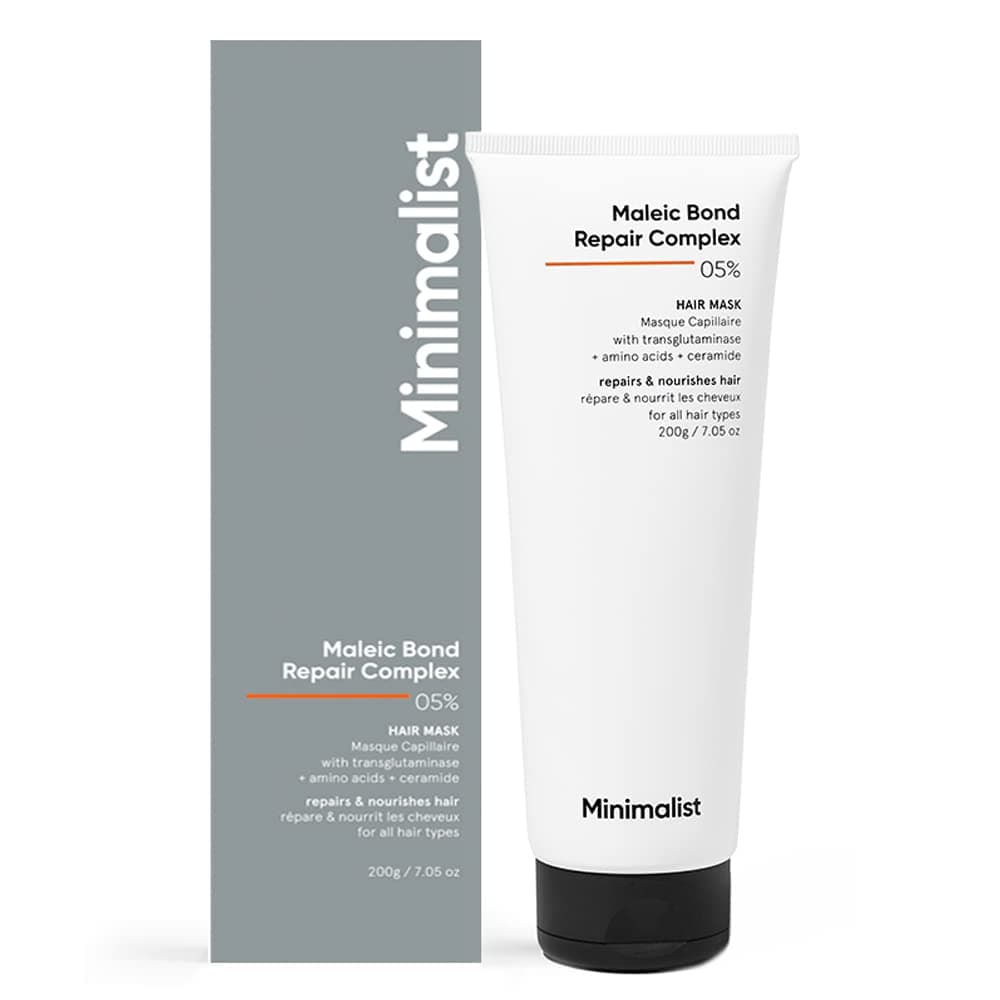 Minimalist Hair Mask for Damaged Hair & Frizzy Hair | Post Shampoo | Maleic Bond Repair Complex 5% | Transglutaminase, Amino Acids & Ceramides | For Women & Men | 7.05 Oz/200 gm