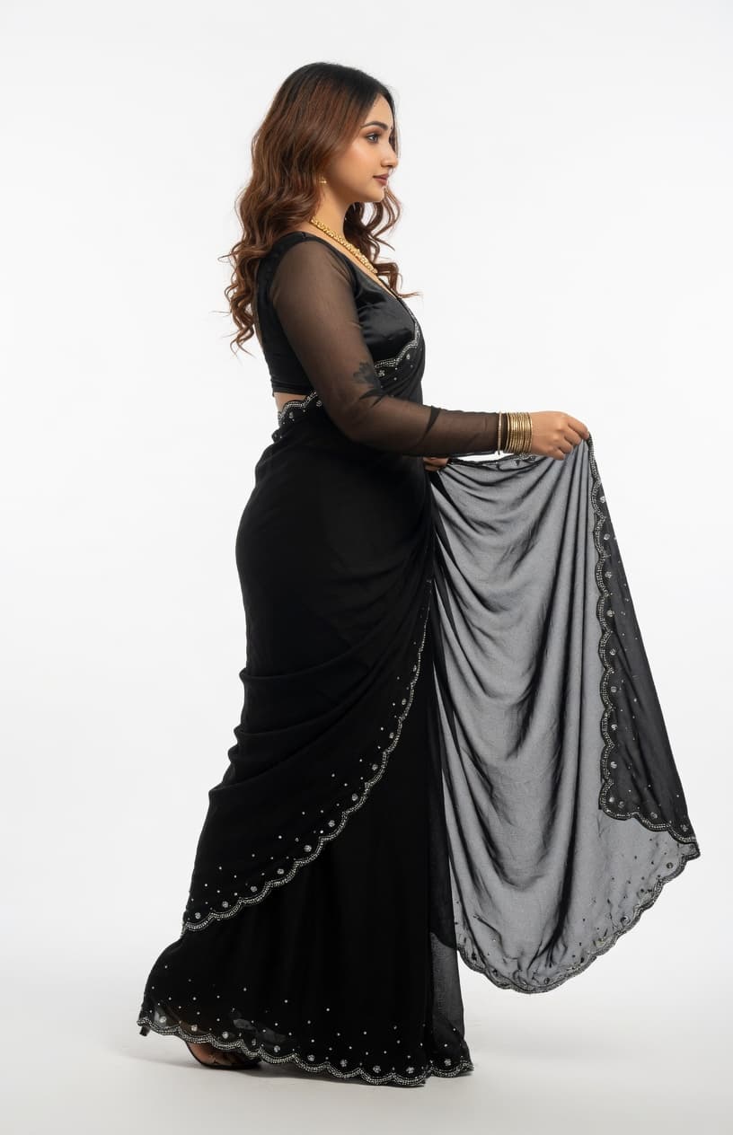 Embellished Embroidered Bollywood Jimmy Jimmy Black 3