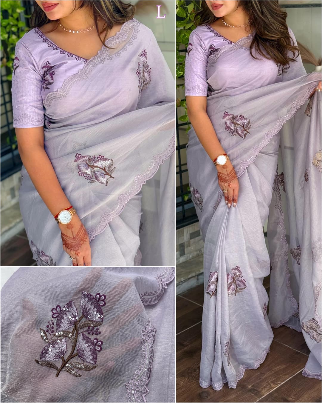 Elegant Jute Organza Saree With Multi-thread Embroidery & Sequin Work Blouse 3