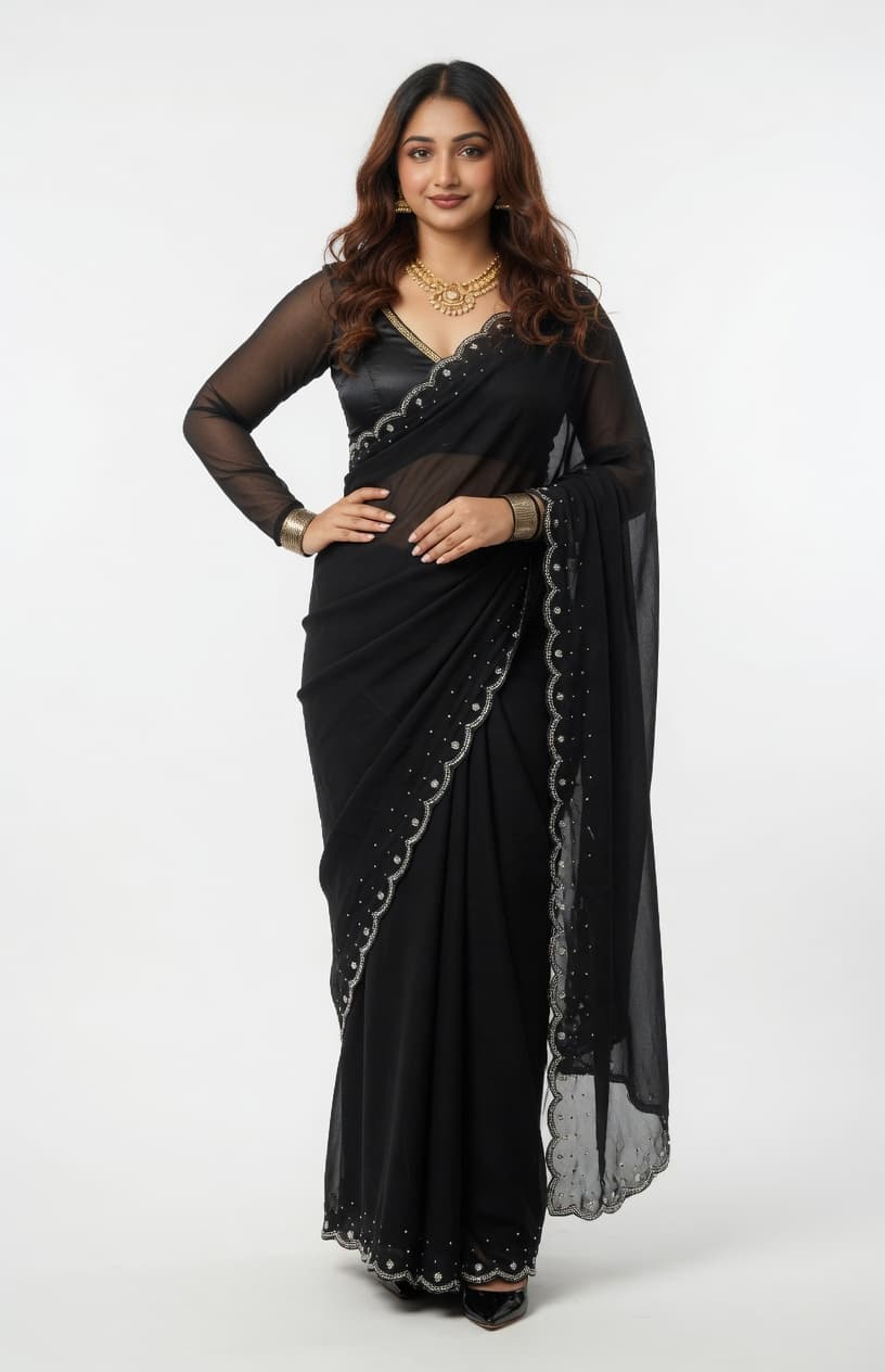 Embellished Embroidered Bollywood Jimmy Jimmy Black 1