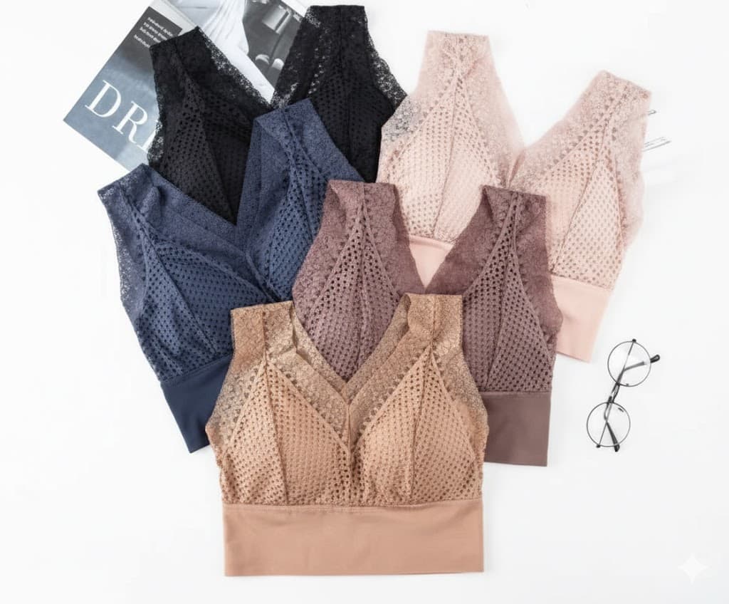 Women's Breast Wrap Ultra-fit Sports Bra Plus Size Lace Underwear Sexy Deep V Corset Ladies Tube Top Breathable Lingerie 2