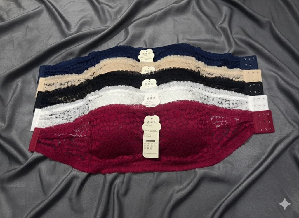 Padded Push Up Lace Tube Strapless Bra For Women (One Piece Bra) 5