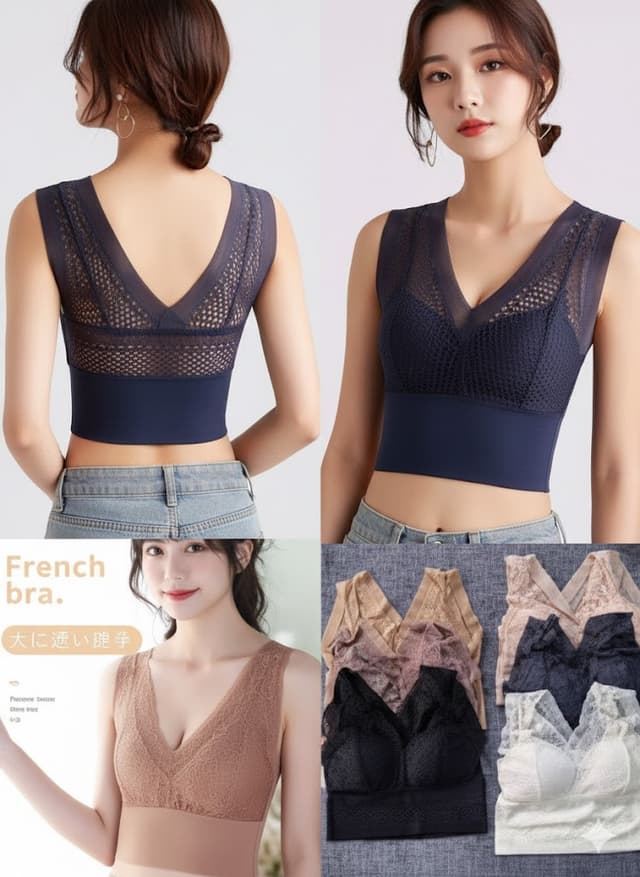 Women's Breast Wrap Ultra-fit Sports Bra Plus Size Lace Underwear Sexy Deep V Corset Ladies Tube Top Breathable Lingerie