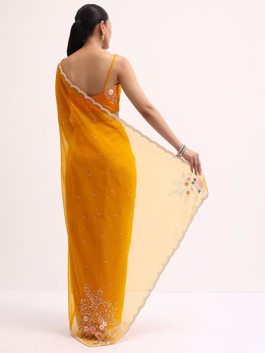 Embellished Beads and Stones Organza Saree 4