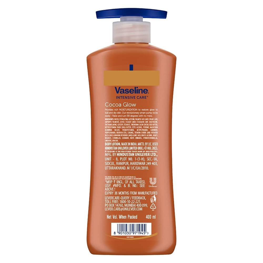 Vaseline New Intensive Care Cocoa Glow Body Lotion 400ml | With Pure Cocoa and Shea Butter | Body Moisturizer | 48 hr Moisturization | Healthy Glowing Skin - By Allure Cosmetics 1