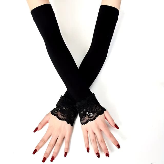 Summer Yarn Arm Sleeve Long Cute Dot Lace Mesh Fingerless Gloves Sun Protection Arm Sleeve Sunscreen Cycling Accessories