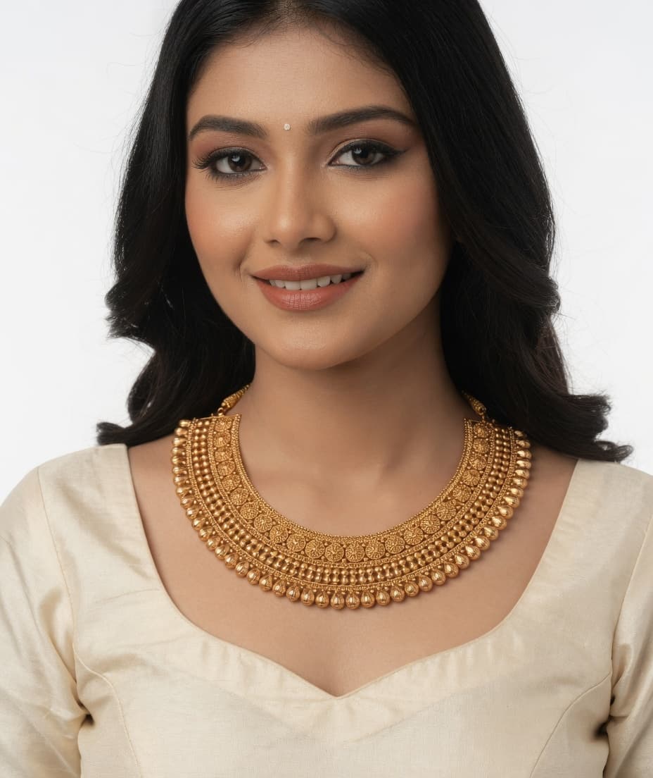 Gold Pleated Necklace, Classic Gold Plated Chain Necklace – Stylish & Lightweight 1